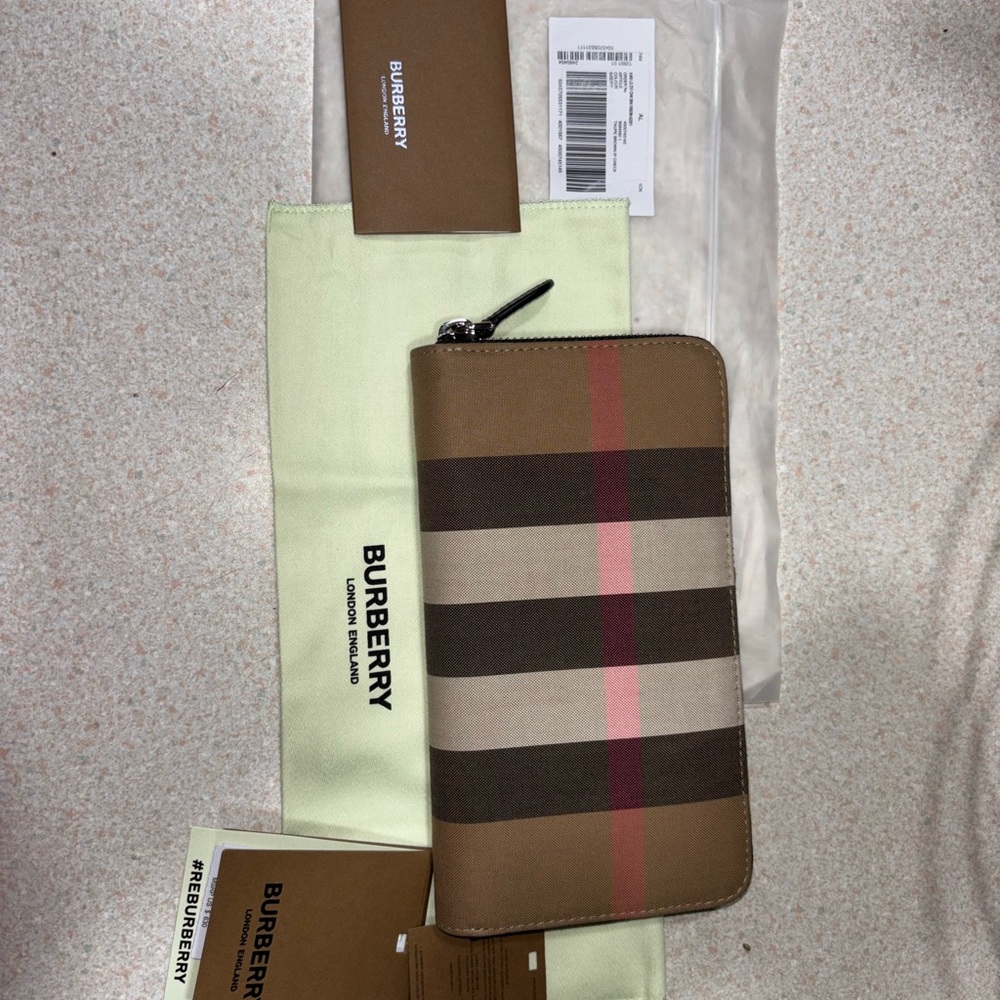 Burberry Brown and Red Checkered Wallet